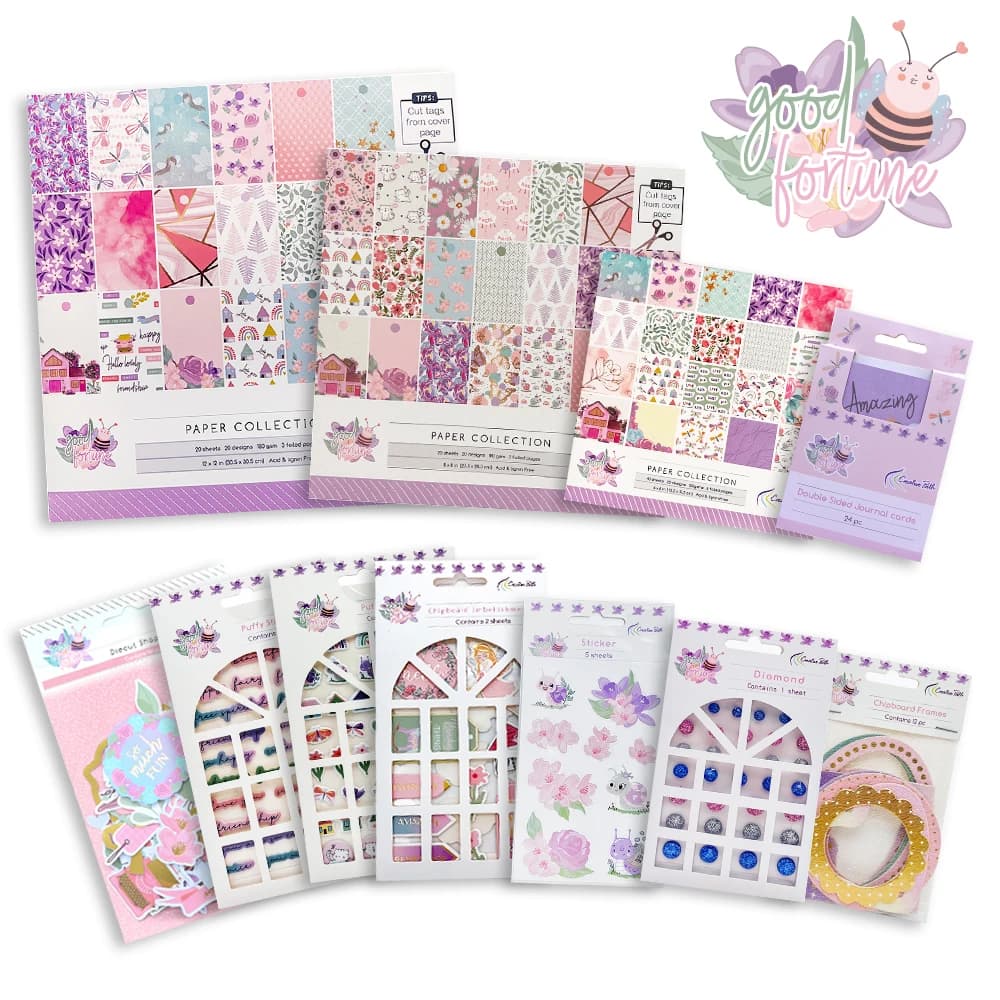 Creative Path Good Fortune Scrapbooking Journaling Full Sets Decorative Papers Die Cuts Cards Frame Stickers Sets DIY Craft Kits