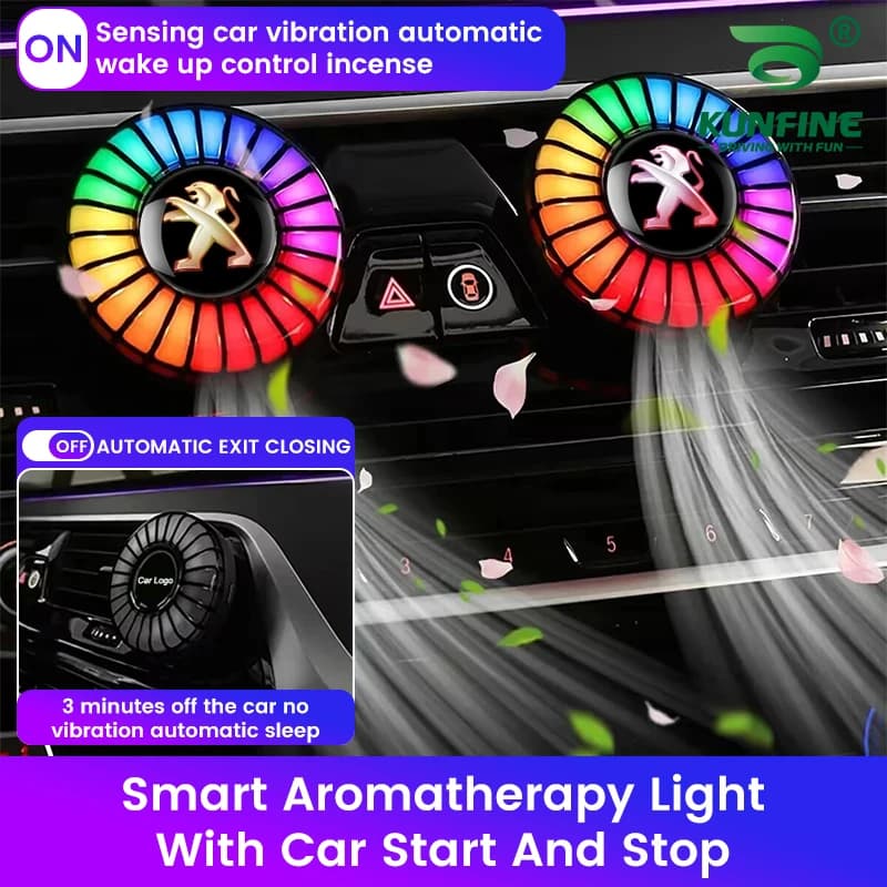 Car Flavor Diffuser Music Rhythmic Light Option 256 colors RGB LED Strip Sound Control Automatic Music Lamp with Deodorants for Air Intake