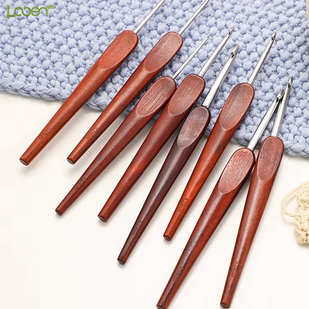 1 pezzo di uncinetto con manico in legno di sandalo sangue fai-da-te di fascia alta per uso domestico (senza incisione), uncinetto finemente lucido