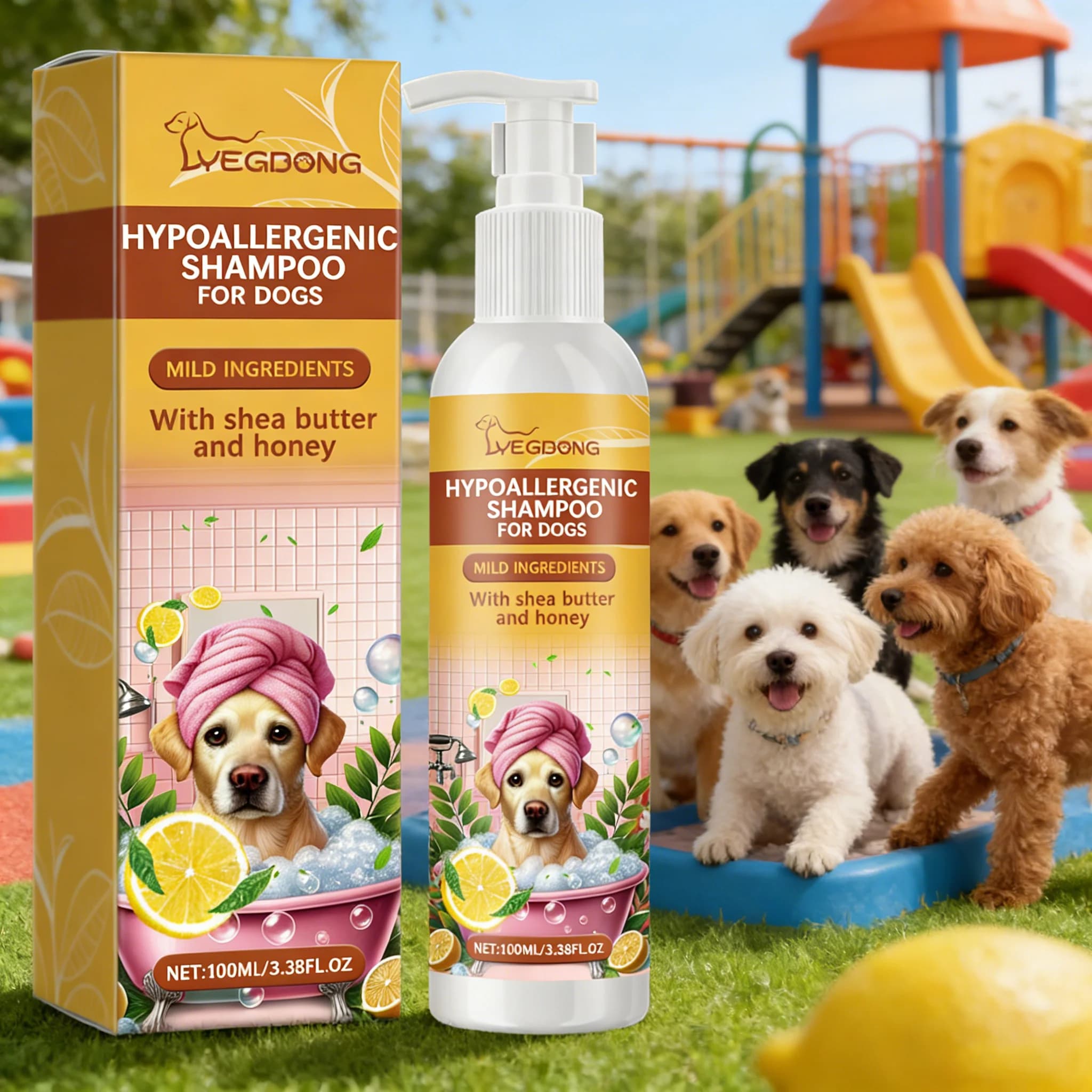 YEGBONG Shampoo Ipoallergenico per Cani 100ml con Ingredienti Naturali Vegetali, Non Irritante, Pulizia Profonda e Idratazione del Pelo