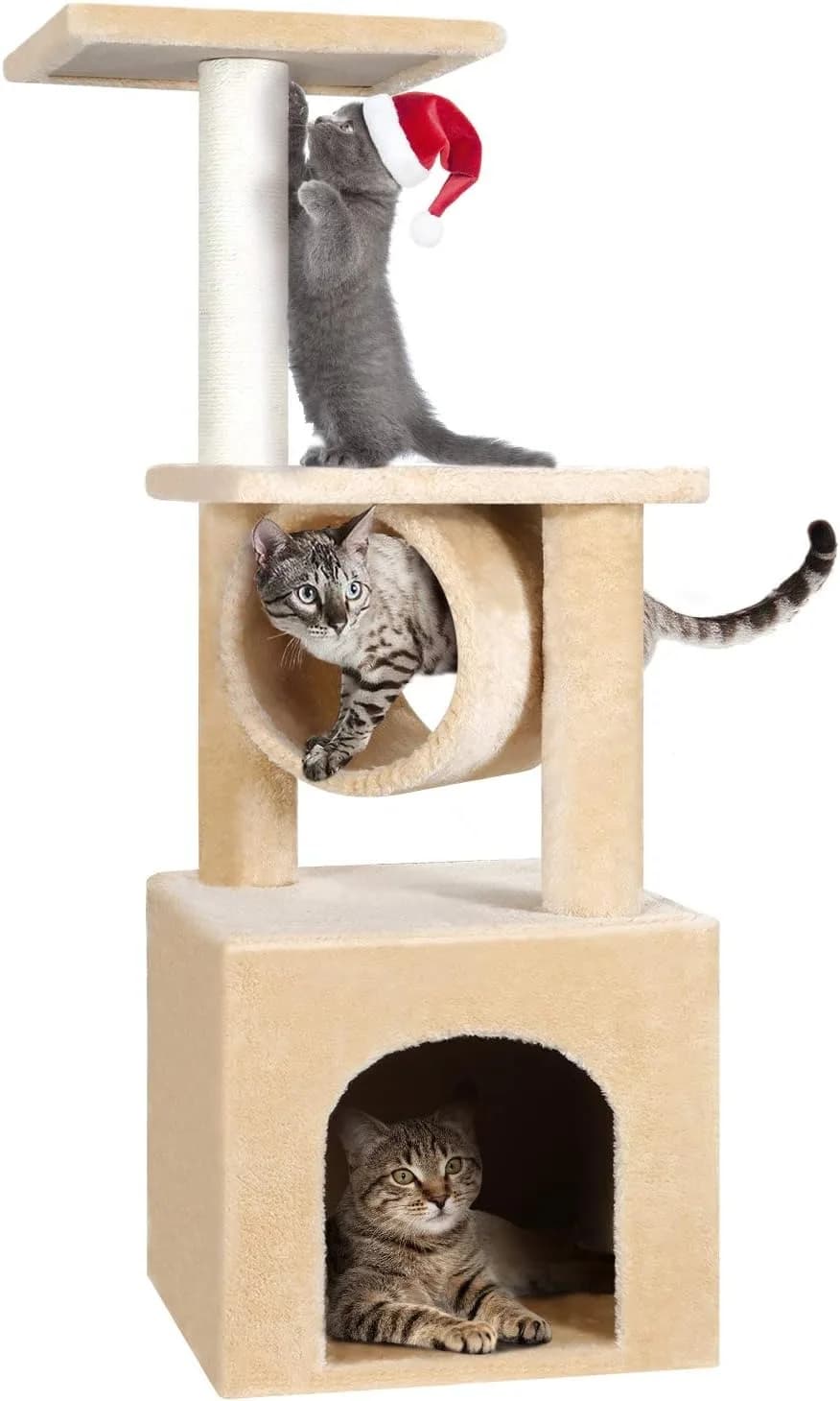 Albero per Gatti da Interno, Torre Tiragraffi per Gatti, Posto Letto per Gatti da 36 Pollici con Rivestimento in Peluche Ultra Morbido, Arredamento per Gatti