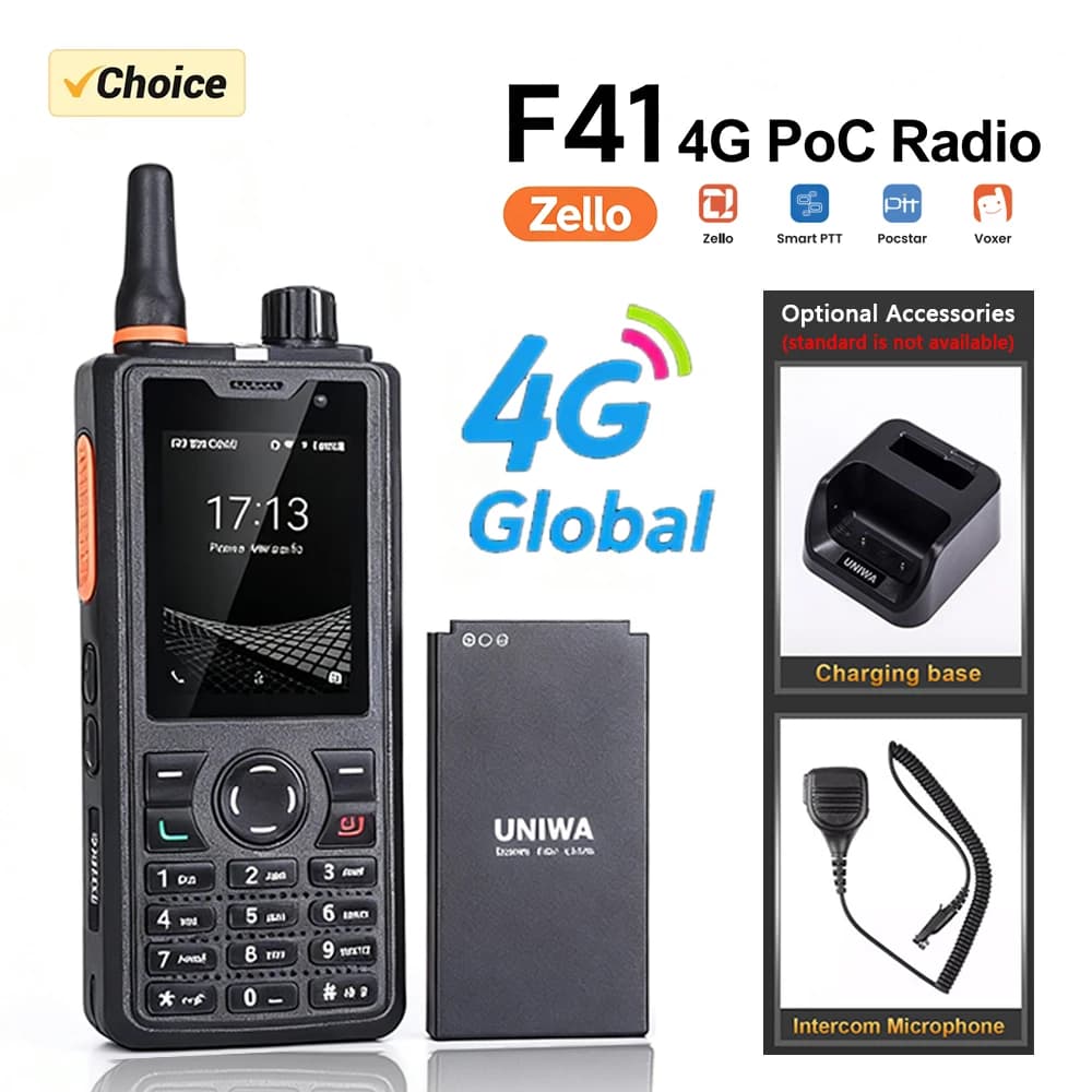 UNIWA F41 4G Telefono Robusto Touch Screen POC Walkie Talkie Zello Android 8.1 1GB + 8GB 4600mAh 3W Altoparlante SOS NFC Gamma Illimitata