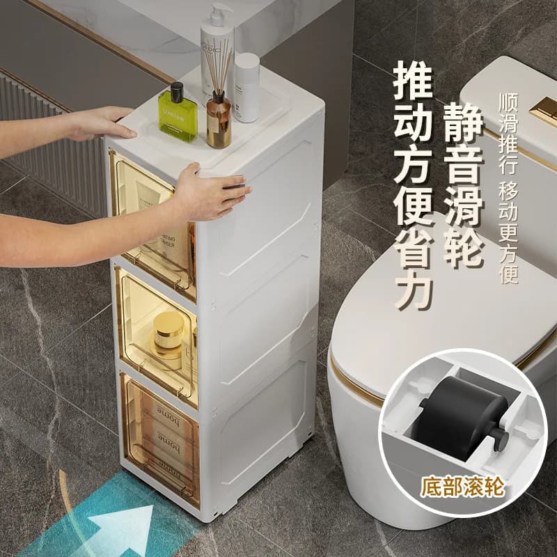 Bathroom Storage Cabine Narrow Tall Cabinet Storage Coner Shelf With Pulley Toilet Paper Storage Bathroom Organizer