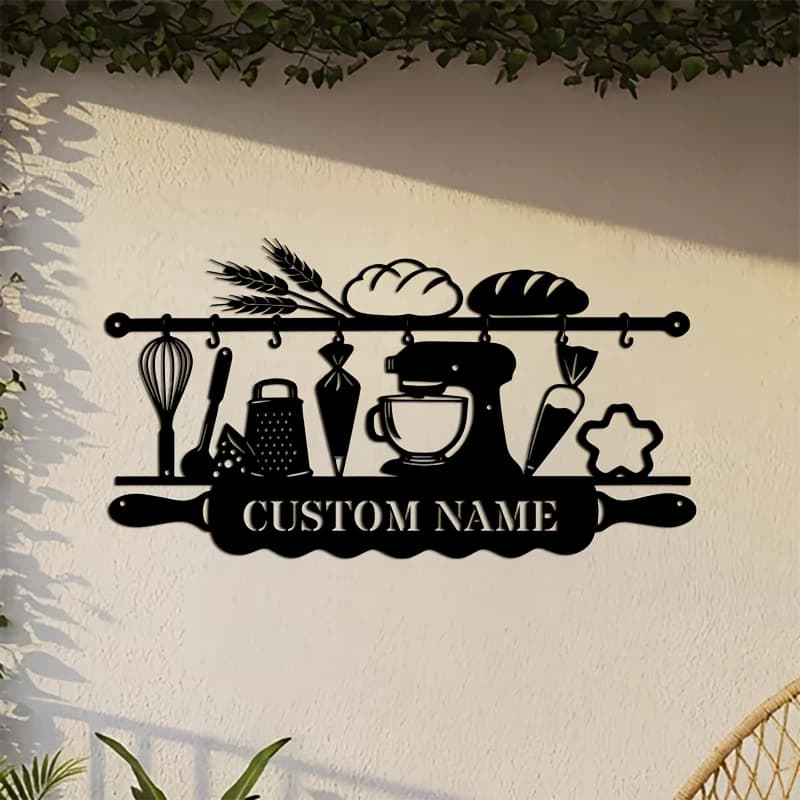 Personalized Kitchen Iron Wall Art, Baking Themed Sign, Lovely Decor for Farmhouse Kitchen