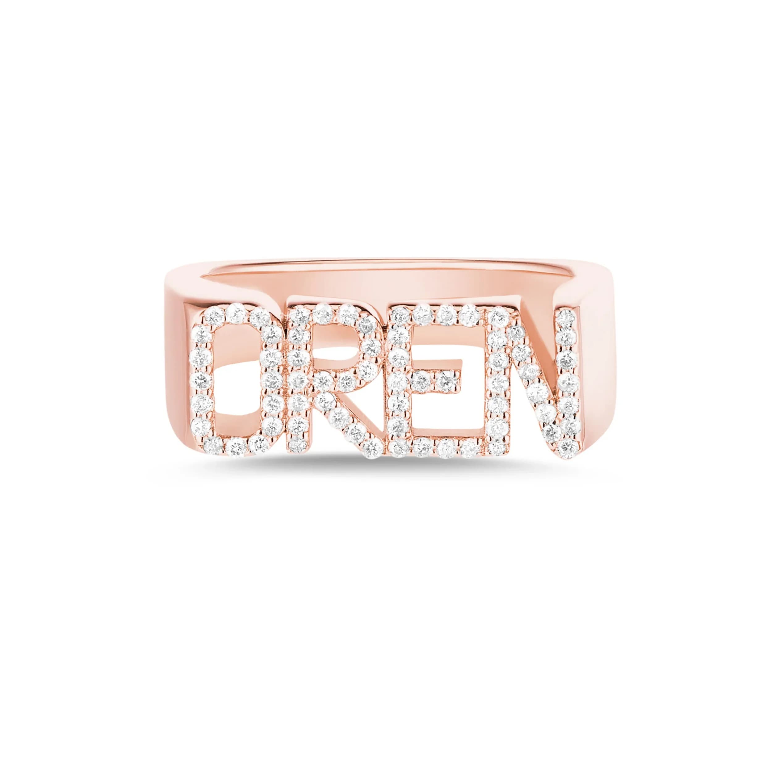 Anello con nome 3D Anello con nome con diamante personalizzato Anello chiuso in argento sterling 925 Anello iniziale con bordo di diamante personalizzato Regalo per le donne