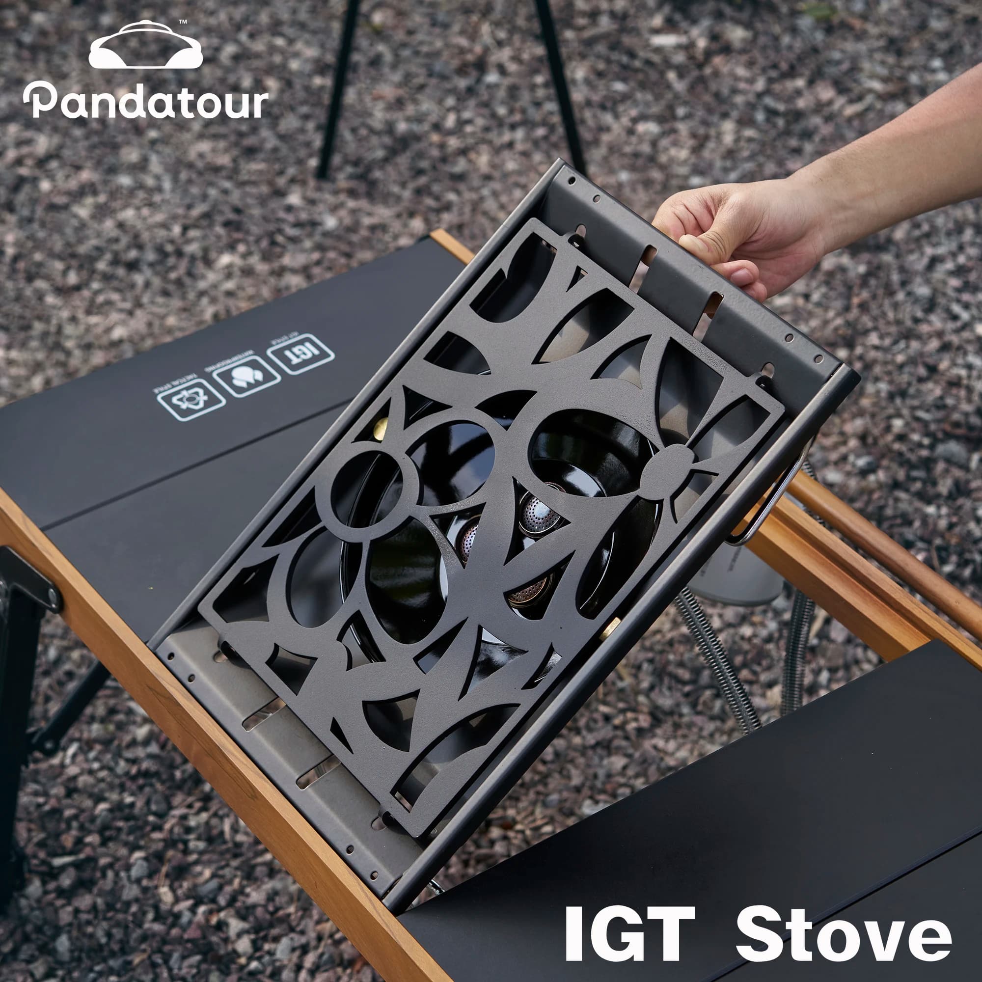 Pandatour IGT Fornello da campeggio esterno Alta potenza di fuoco Pieghevole One-Touch One lick Acnite IGT Stufa Ricreazione Forno da picnic