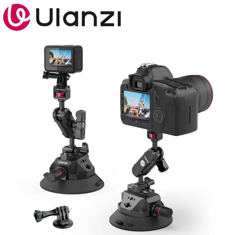 Supporto a ventosa Ulanzi per auto, per parabrezza e cruscotto, con pompa ad aria a ventosa per fotocamera, action cam, GoPro, Vlogging SC-02