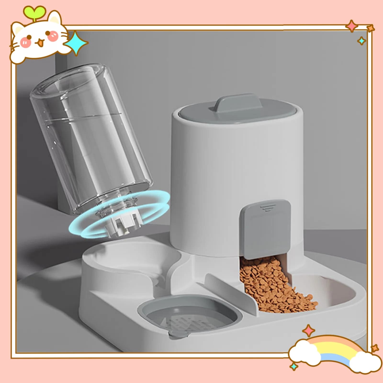 Dispenser automatico di cibo e acqua per mangiatoia per animali domestici 2 in 1 per gatti e cani di piccola taglia Ciotola per alimenti per animali Stazione di alimentazione Comodo da viaggio