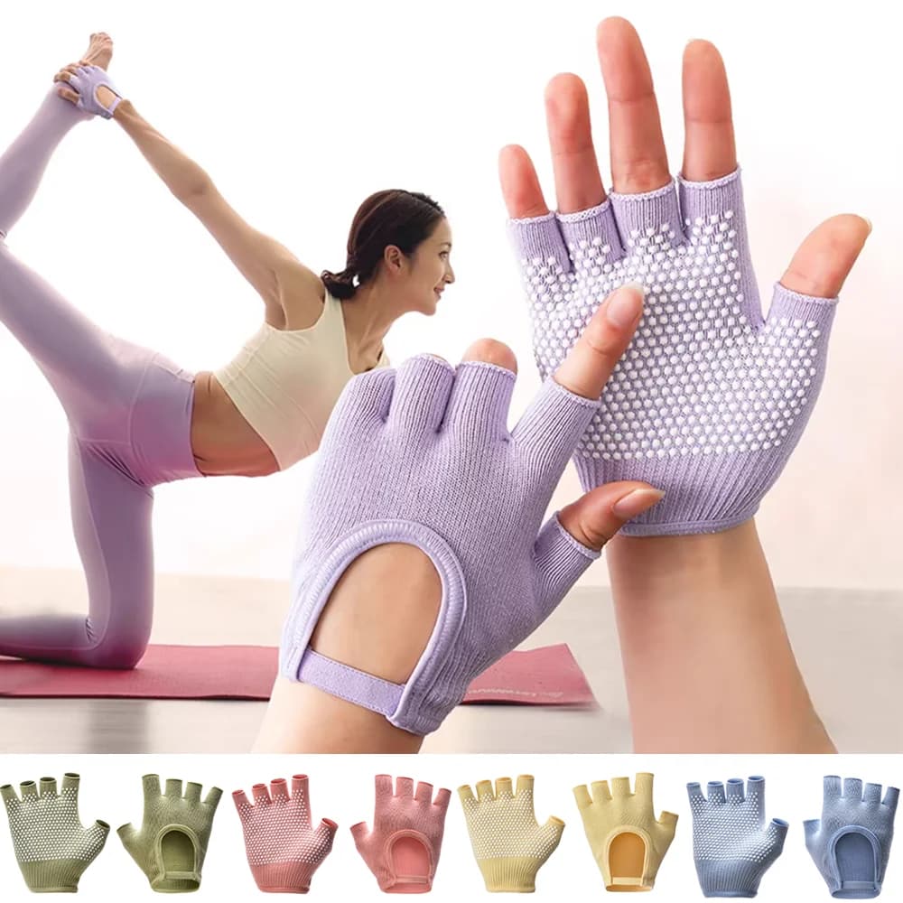 1 Paio of Yoga Gloves Mid-Slip Women's Fingers, Hot Cycling Gloves for Pilates, Multi-color Yoga Gloves, Fitness and Air Yoga Accessories