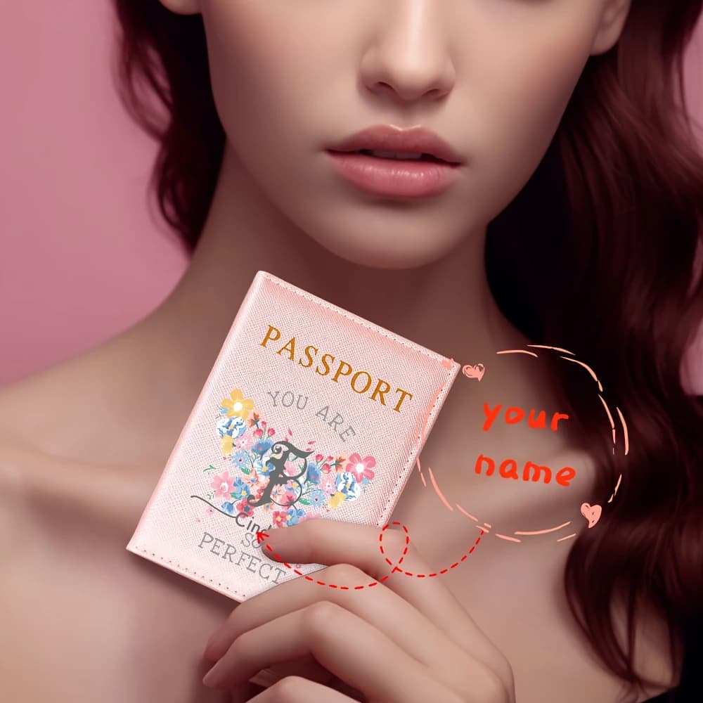White Custom Name Floral Butterfly Foldable Passport Holder ID Card Organizer Light Travel Accessory Gift