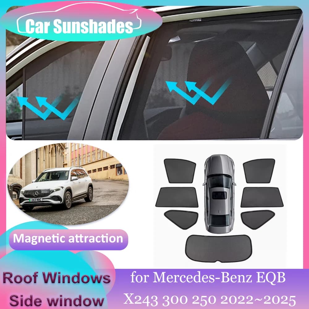 Parasole magnetici per Mercedes-Benz EQB X243 300 2022 ~ 2025 Finestre del tetto Visiera parasole Parabrezza Tenda Tetto apribile Copertura Accessori