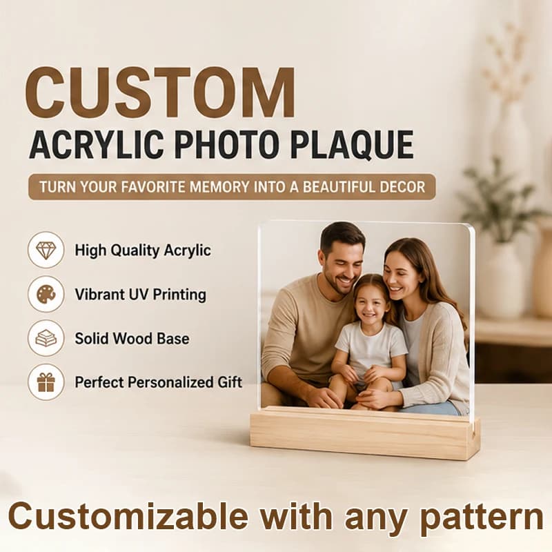 Custom Acrylic Photo Plaque Personalized Picture Frame Custom Photo Gift for Couple Family Pet Memorial Keepsake Desk Decor