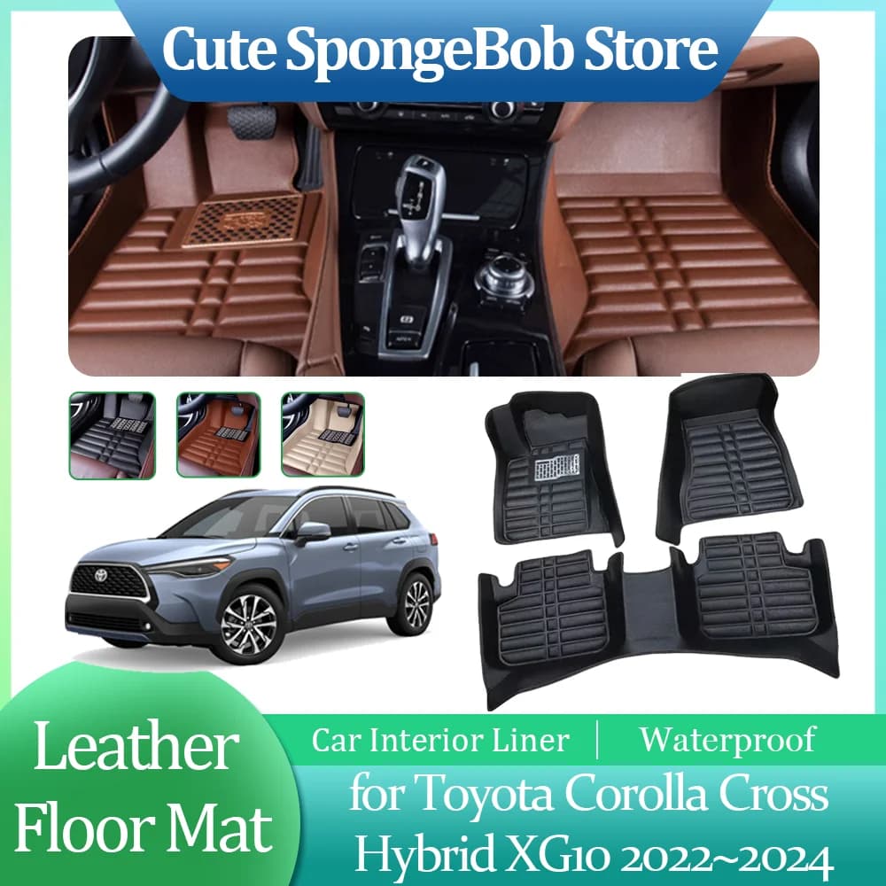 Tappetino in pelle per auto per Toyota Corolla Cross Hybrid XG10 2022 ~ 2024 piedi fodera interna tappetino impermeabile accessorio personalizzato