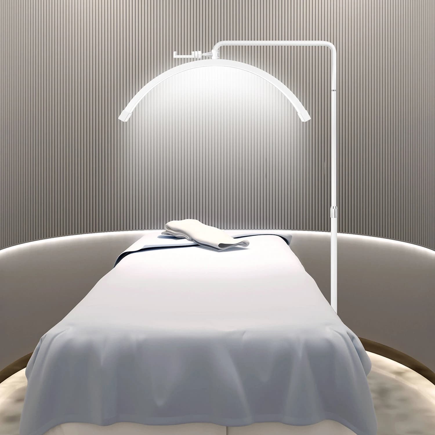 FOSOTO 40W Dimmerabile Bi-colore Temperatura LED Mezza Luna Lash Light Lampada da pavimento a LED Anello Bellezza Viso Cura della pelle Tatuaggio Sopracciglia