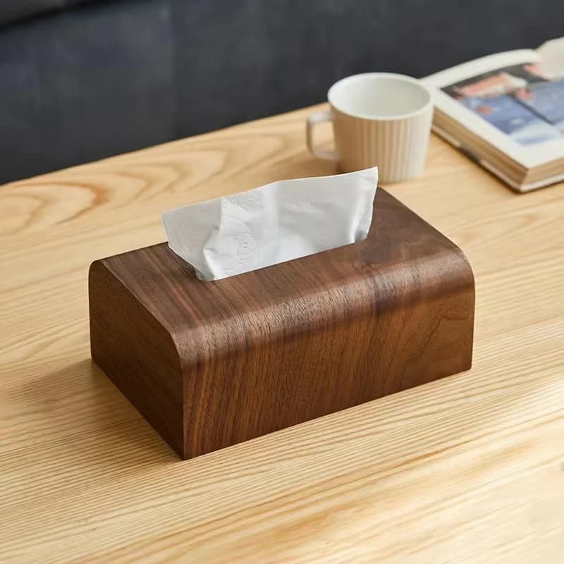 Walnut Wood Tissue Box Simple Living Room Bathroom Paper Box Table Desktop Storage Solid Wooden Tissue Case Home Decor