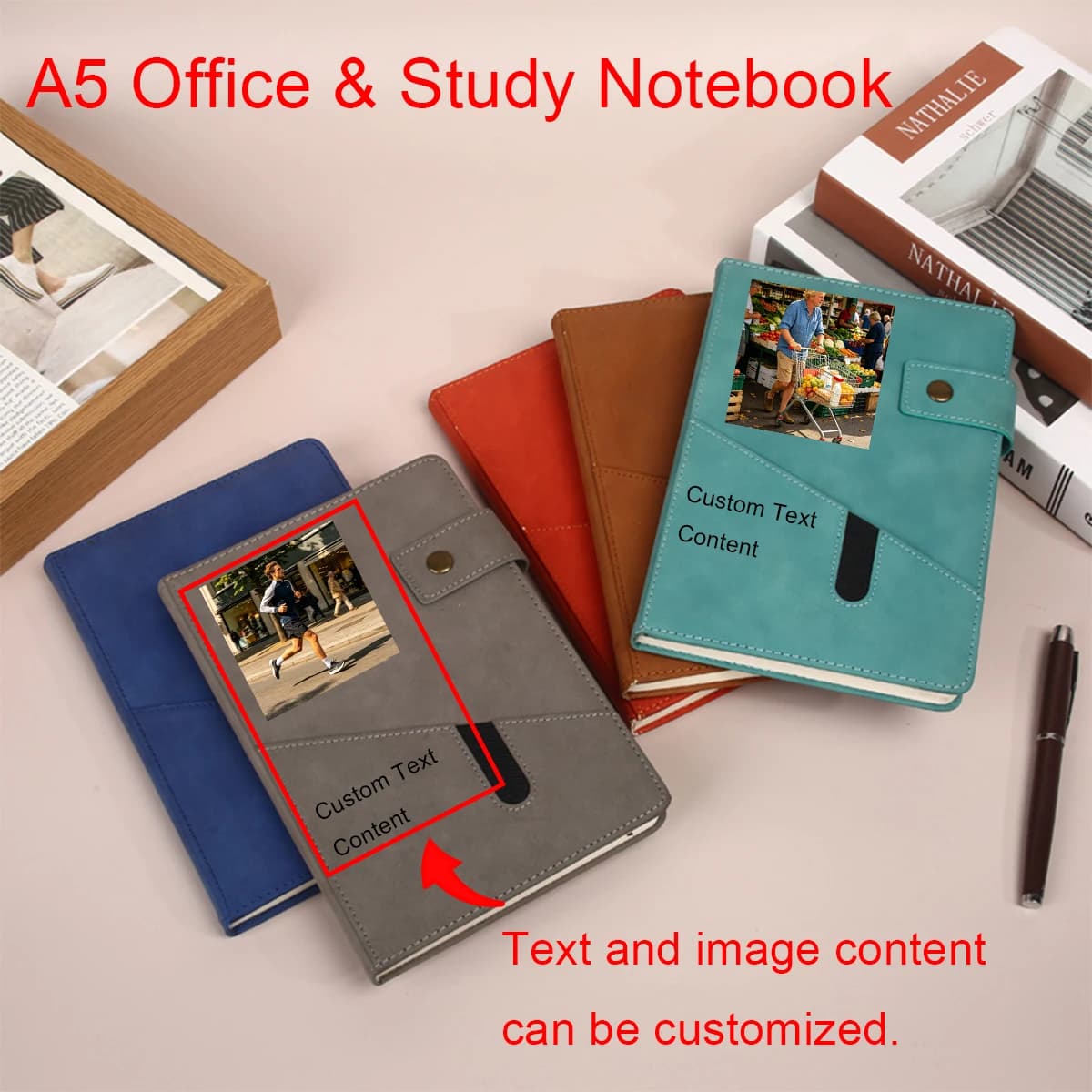 1pc A5 Personalized Notebook - Lined Leather Bound Journal - Graduation Gift for Writing Women & Men - Hardcover Executive Note