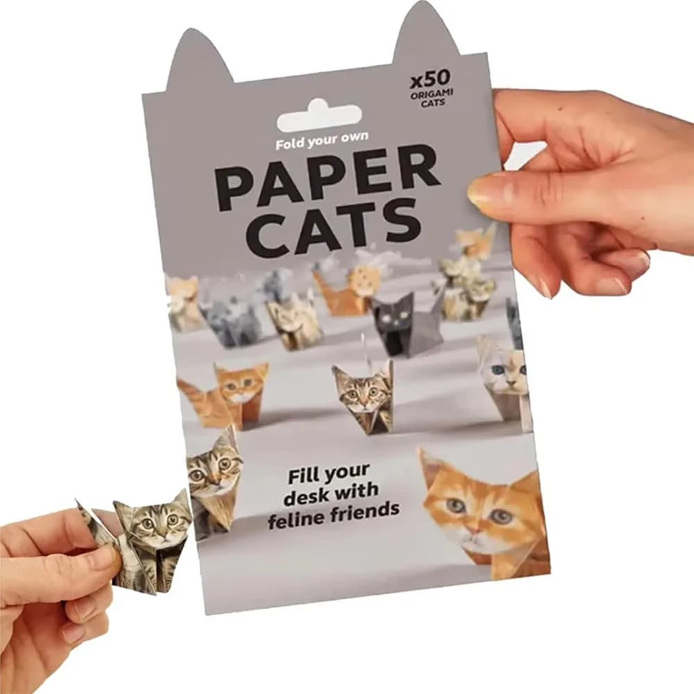 DIY Paper Cat - 50 sheets of paper origami DIY to fold adorable cat characters. Funny crafts, desktop decoration,