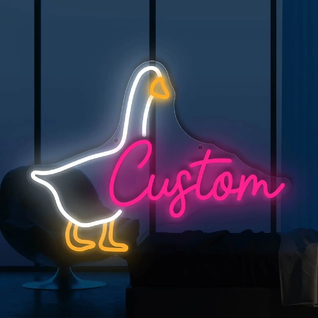 Insegna al Neon Personalizzata con Testo e Design a Oca per Decorazioni Interne/Esterne, Regali per Matrimoni/Compleanni/Feste, Decorazioni Murali per Stanze, Arredamento Casa