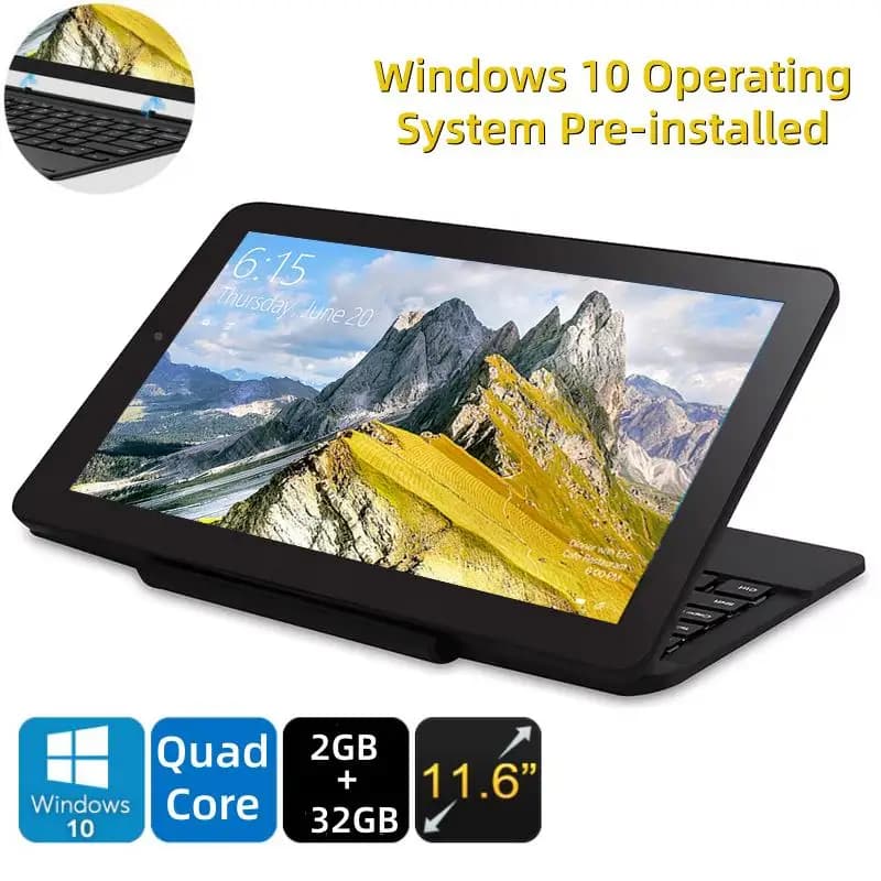 NUOVO Tablet Windows 10 da 11,6 pollici con tastiera dockabile CPU Intel Atom X5-Z3735F a 32 bit 2 GB+32 GB Quad Core Doppia fotocamera 1366 x 768 IPS