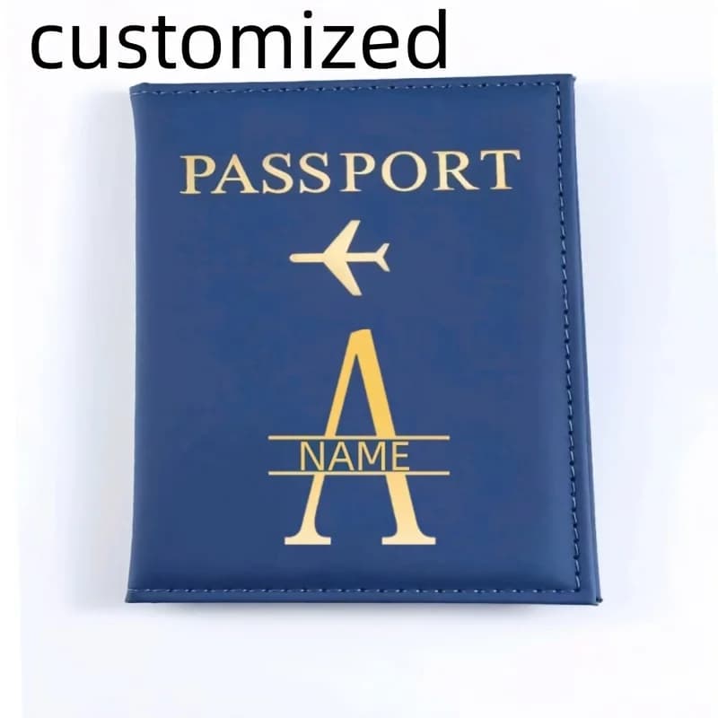 1pc Personalized Passport Holder with Custom Name - Deep Blue -like Passport Case, Lightweight Travel Document Holder