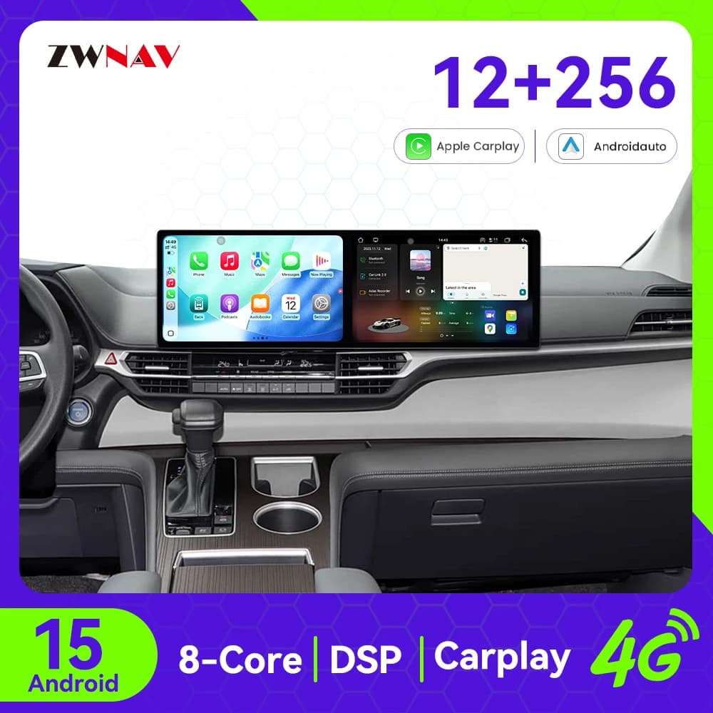ZWNAV Android 15 Autoradio Per Toyota Sienna 2021 Wireless CarPlay Android Auto DSP Suono Navigazione GPS Octa-Core Avvio Veloce
