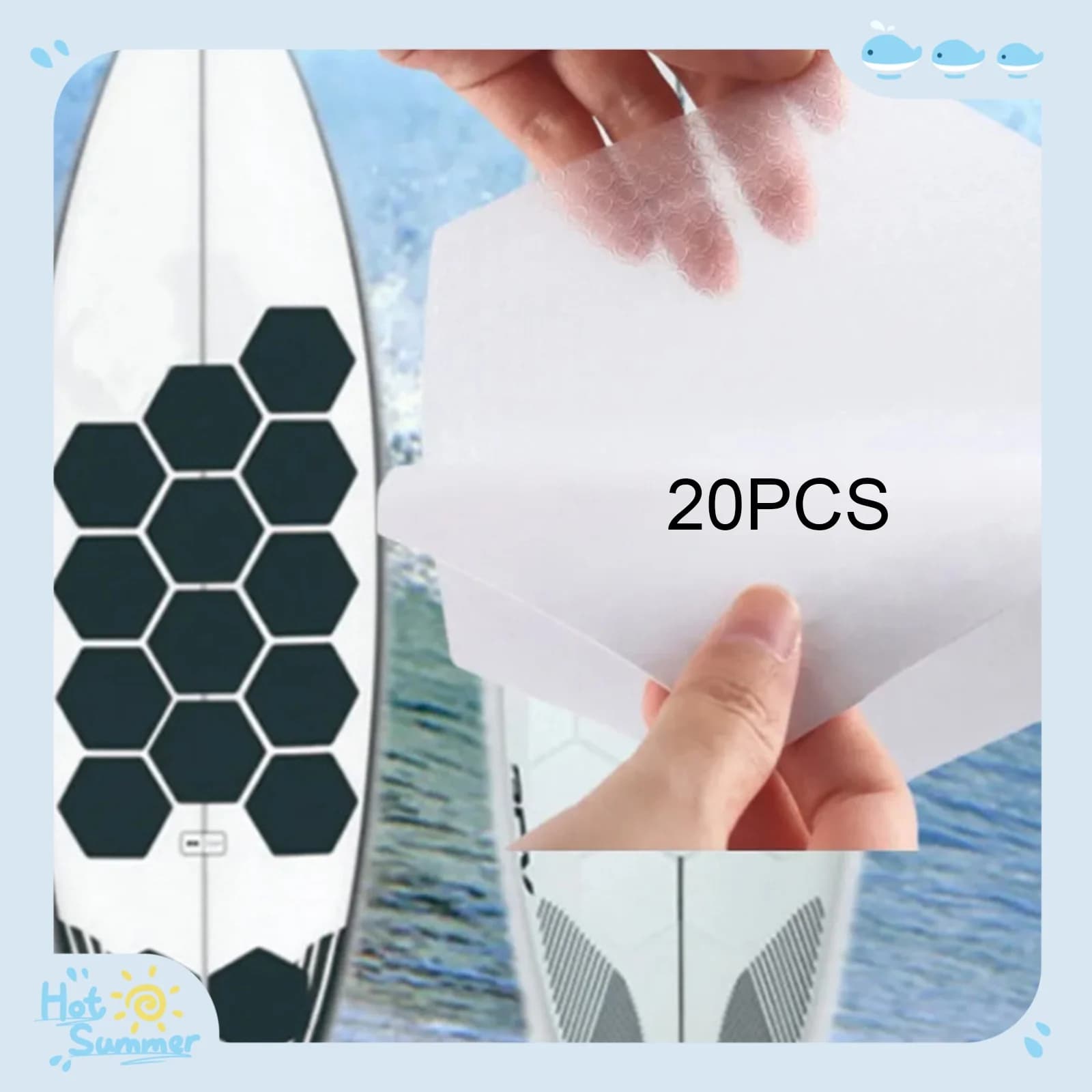 20 pezzi tavola da surf trasparente impugnatura per ponte antiscivolo trazione senza cera per paddleboard SUP kayak sport acquatici fai da te