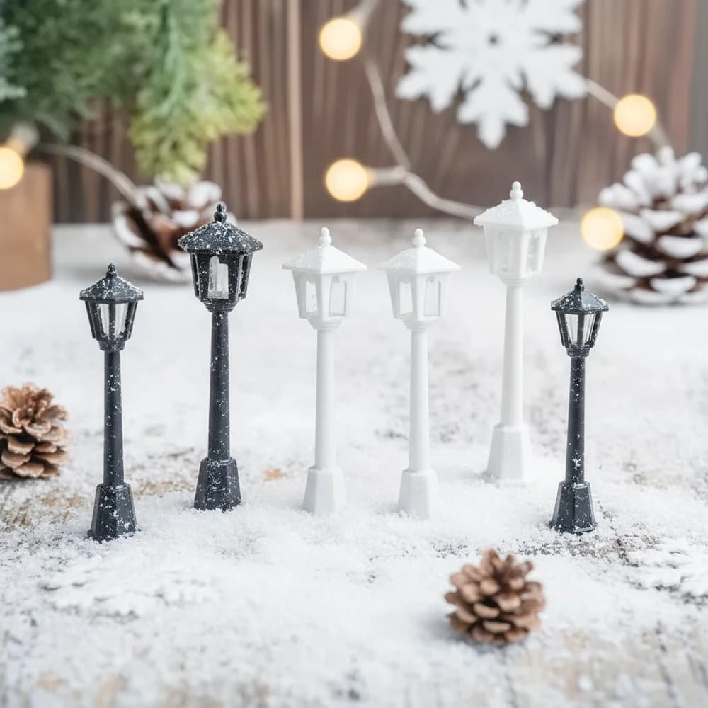 12 Pezzi di Lampioni in Miniatura per Modellismo Ferroviario, Lampade per Casa delle Bambole, Micro Paesaggi, Giardini delle Fate Fai-da-Te, Decorazioni Natalizie