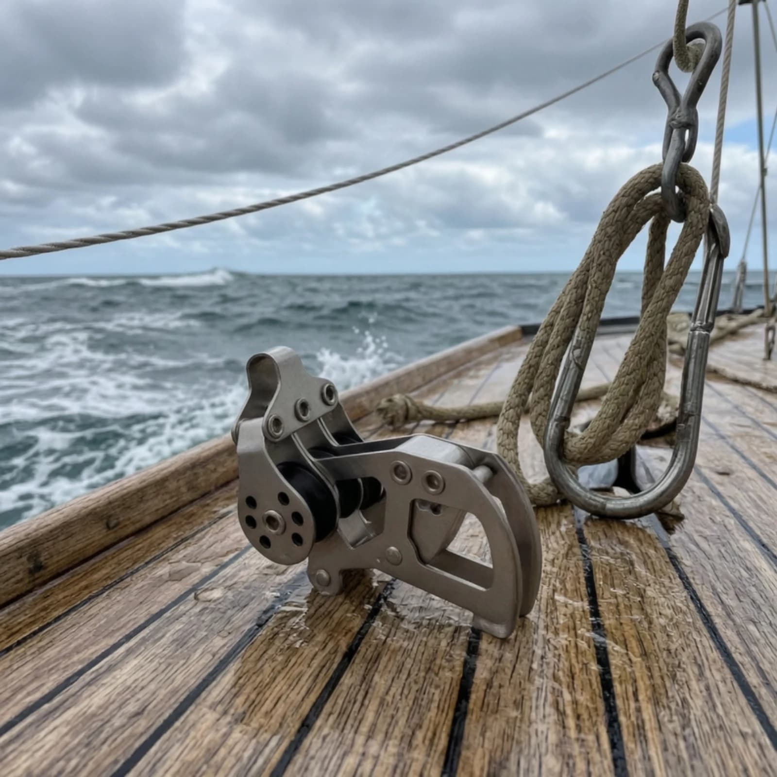 Stainless Steel Locking Rope Pulley 22mm Nylon Sheave Marine Block Hardware For Sailing Rigging Surf Canopy Outdoor Rope Control