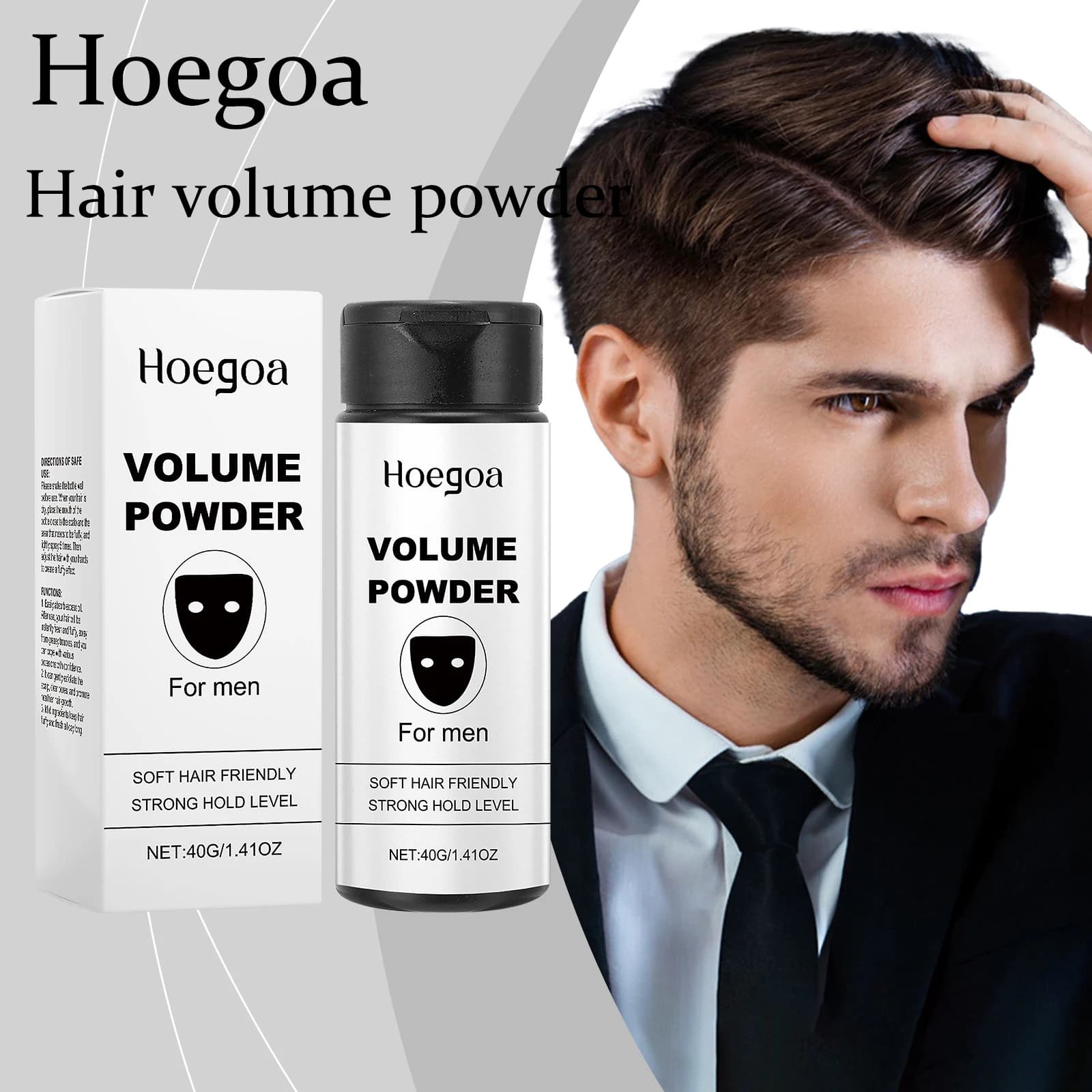 Hoegoa Men Hair Volume Powder Gentle Formula Not irritating Durable Refreshing Sebum Control Hydrating volumizing Hair Powder