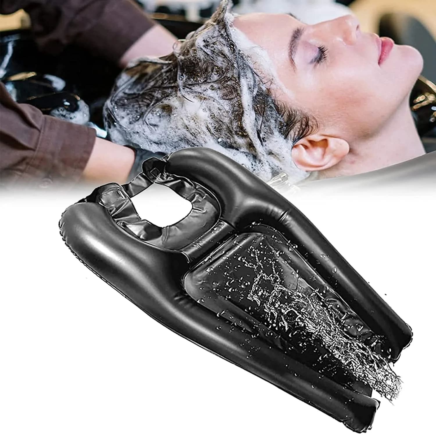 Ciotola per shampoo gonfiabile, vassoio portatile per lavare i capelli per comodino e letto, bacino per shampoo leggero per anziani, disabili, pre