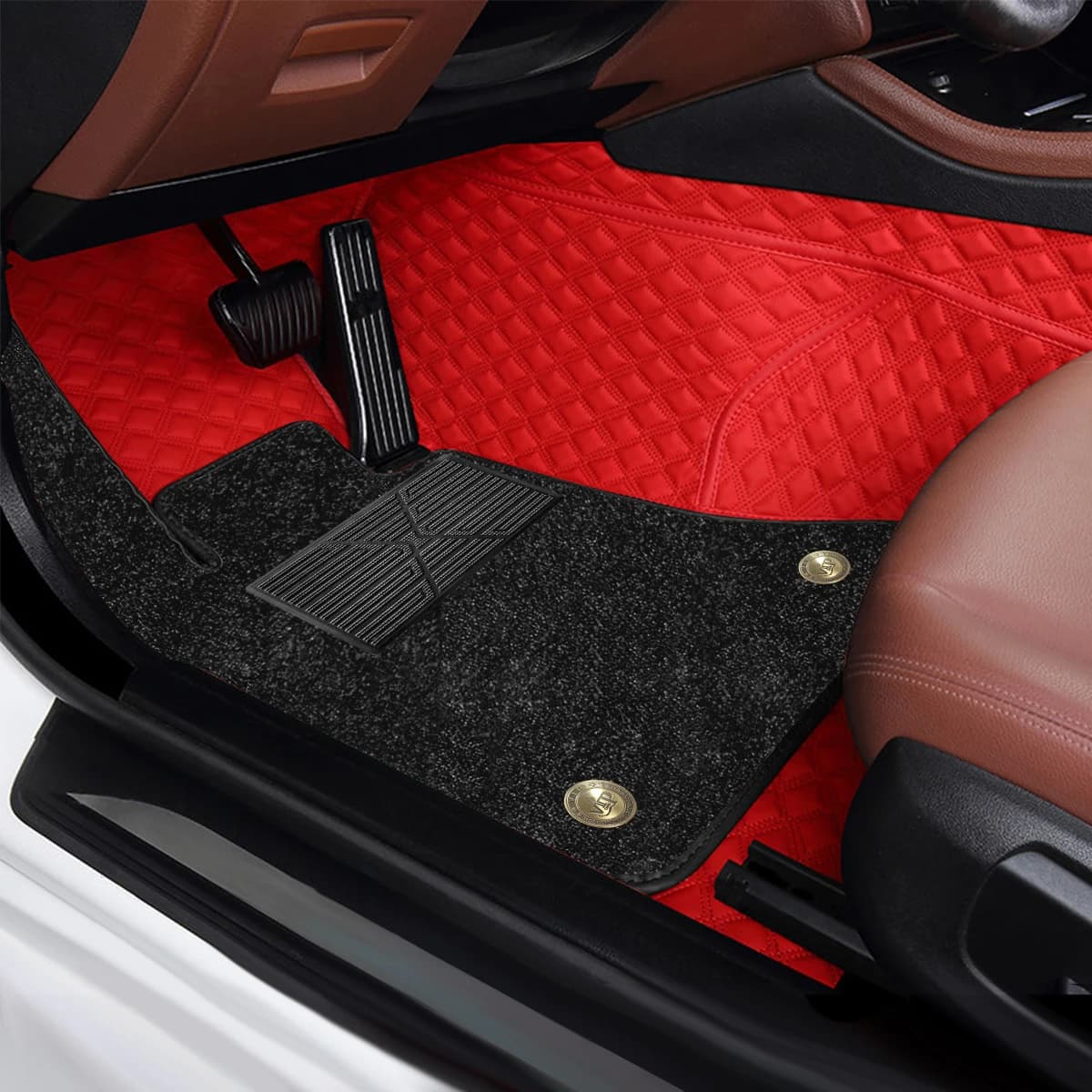For Xpeng G6 2026 2025 2027, Frieze Pile & Leather Double-Layer Floor Mats, Waterproof Wear-Resistant Car Mod Accessories