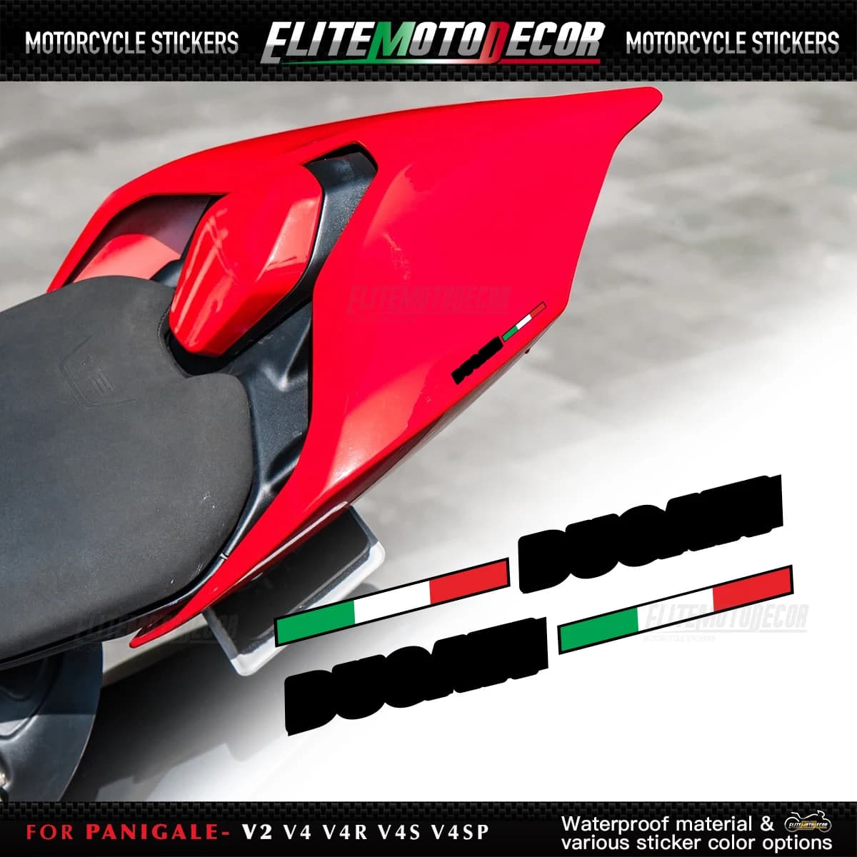 For Ducati Tricolor Design Logo Panigale V2 V4R V4S V4SP V4SP V4 SP2 Rear Cover Carenatura Rear Seat Decalcomania