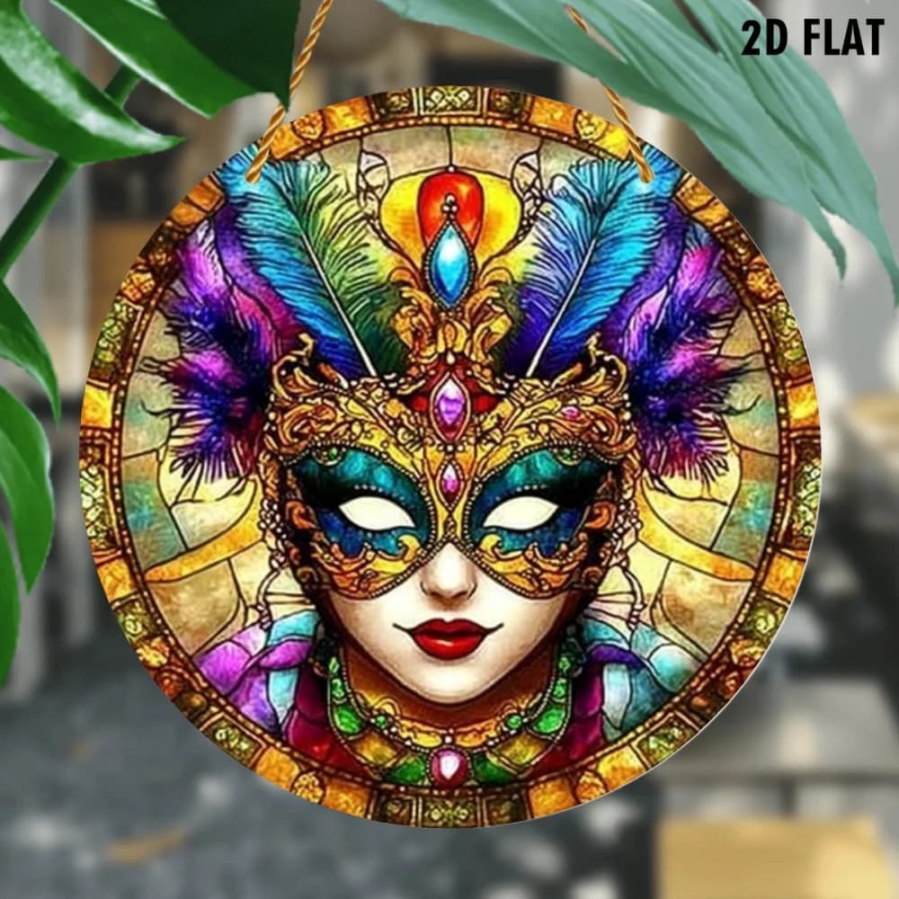 CIFbuy Maschera di Carnevale con ciondolo in acrilico, piume colorate, design con pietre preziose per decorazioni interne ed esterne