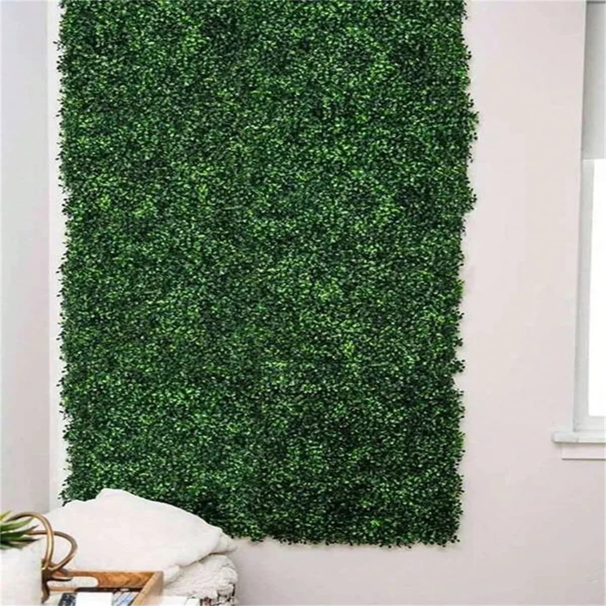 Erba artificiale in plastica da 1 pezzo, pannello da parete con siepe verde, protezione UV, decorazione verde, recinzione per la privacy per la decorazione della parete, decorazioni per la casa