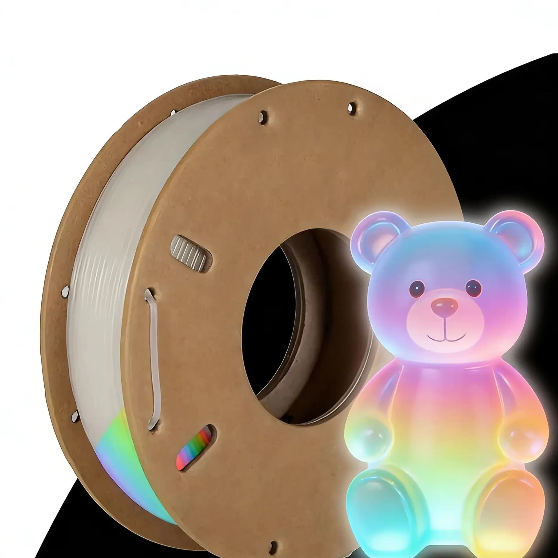3D Printing Filament, PLA White Rainbow Luminous 1.75mm 250g/500g, Dimensional Accuracy +/- 0.03mm, Gradual Color Change
