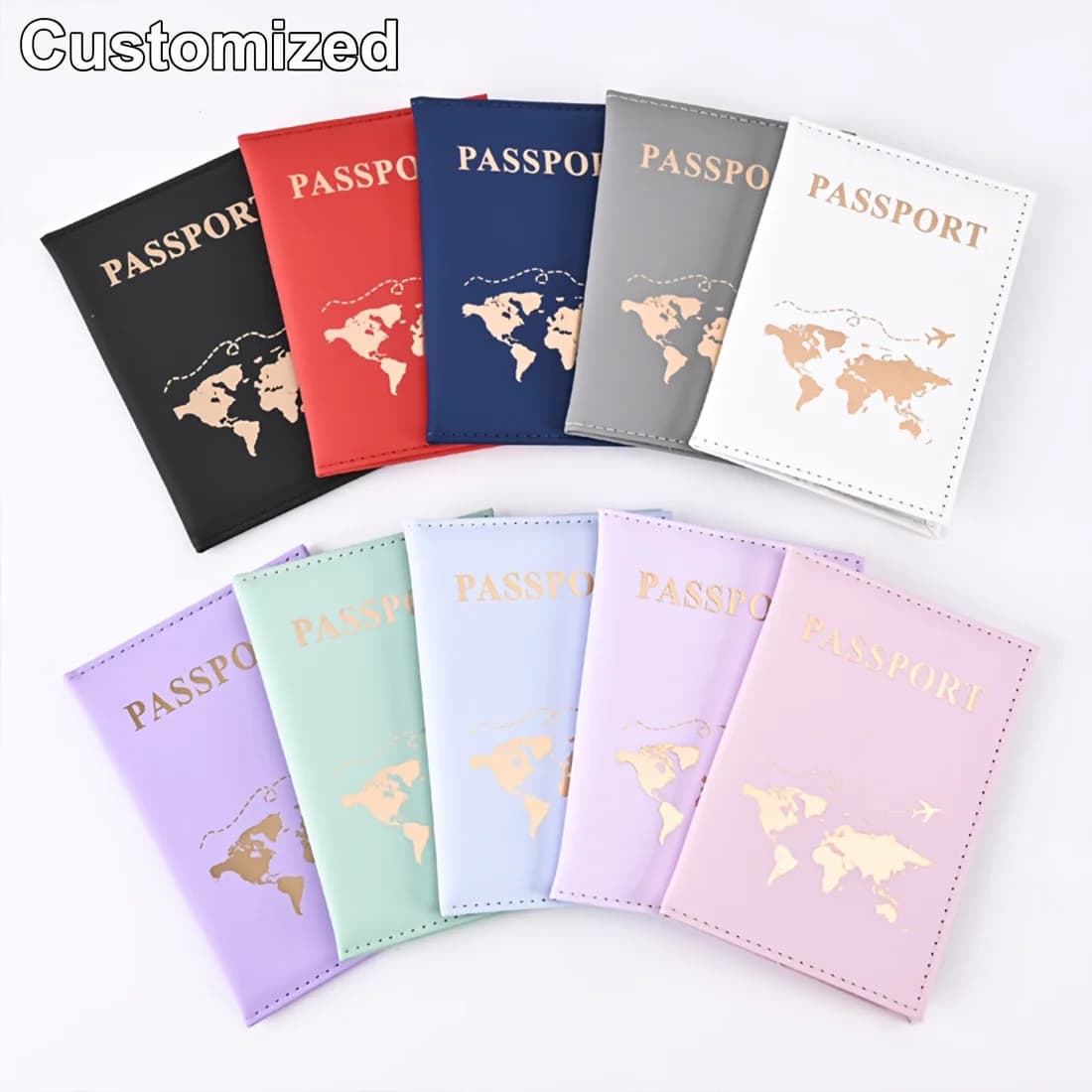 Custom Name World Map Passport Holder, Lightweight Multi-function Travel Card Ticket Case Unique Family Friend Gift