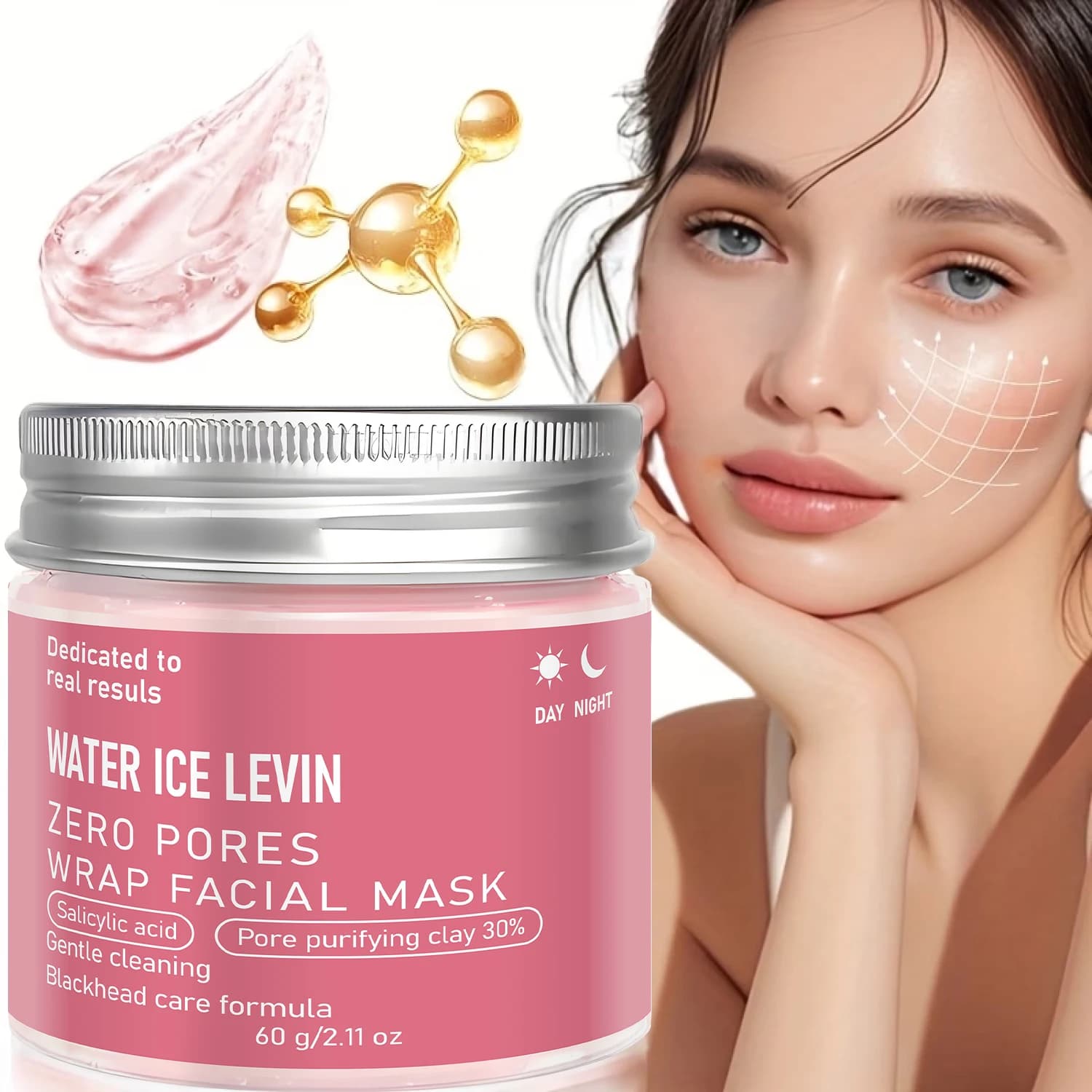 WATER ICE LEVIN Pore Care Wrap Facial Mask 60g Salicylic Acid Niacinamide Gentle Cleansing Moisturizing Firming Skin Care Mask