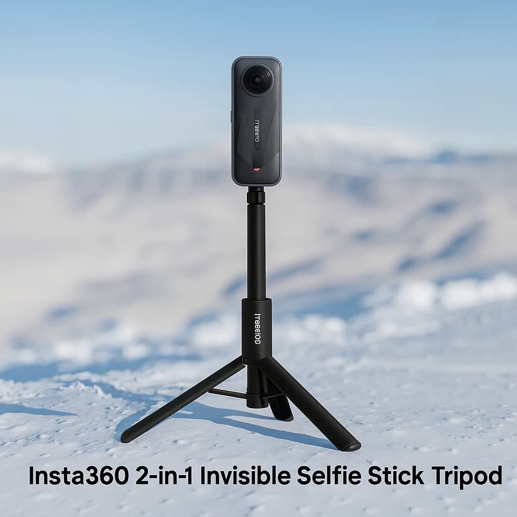 Per selfie stick invisibile Insta360 con treppiede | Supporto estensibile 2 in 1 per X5/X4/X3 | Filettatura da 1/4". | Accessorio leggero