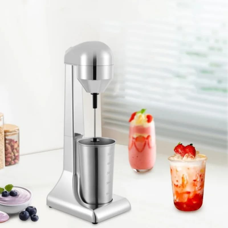 Single Head Electric Milkshake Maker Machine 500ml Commercial Stainless Steel Drink Mixer with Cups Adjustable Speed Malt Maker