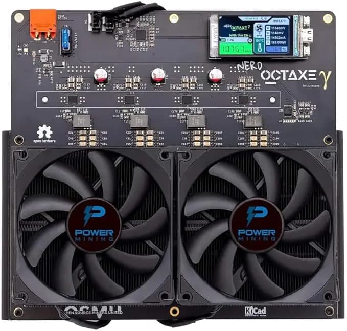 NerdOctaxe Gamma 602 – Miner ASIC Bitcoin open source | 600 GH/s Hashrate SHA-256 | Controllo Wi-Fi | Minatore Individuale Ultra-Efficiente |