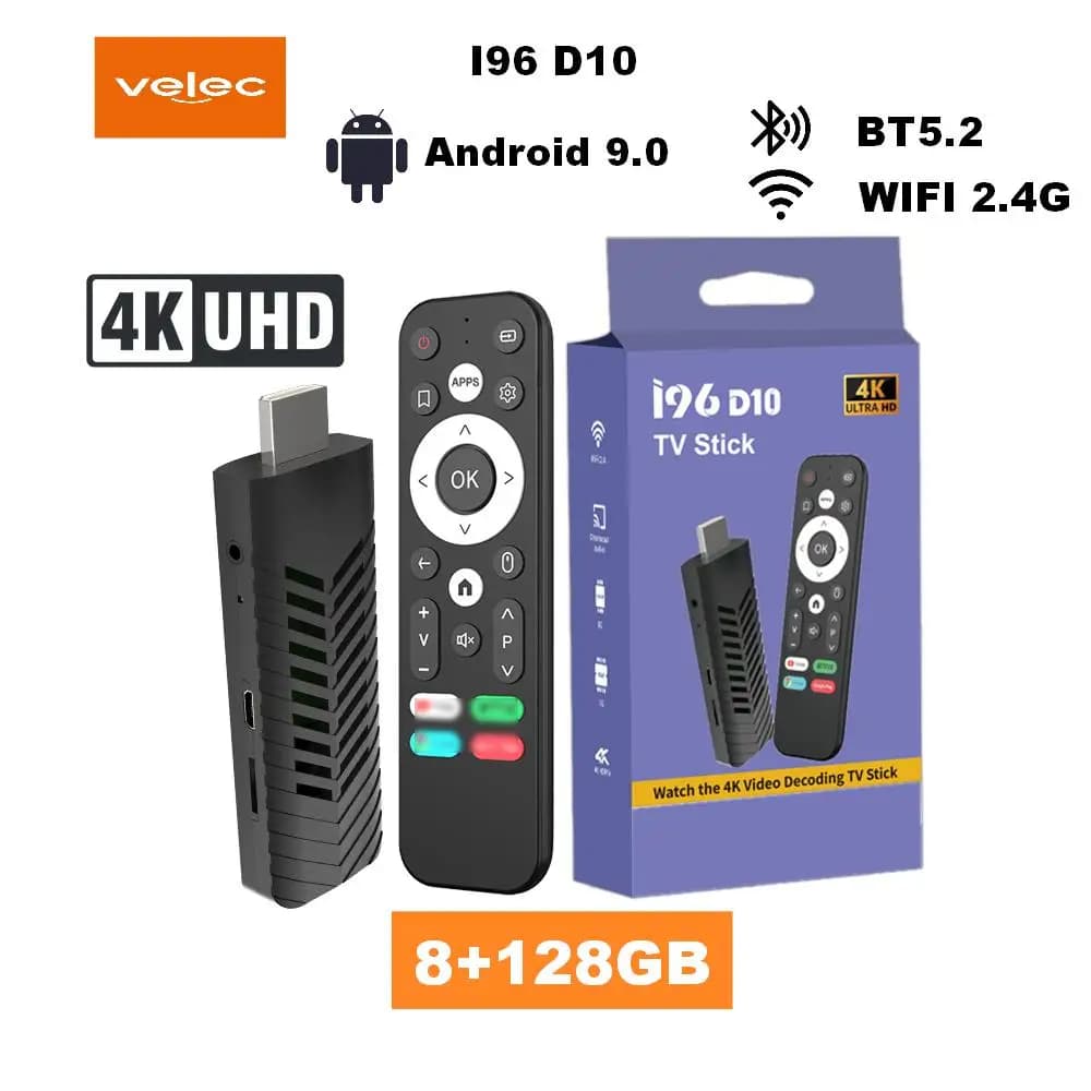 Velec 2026 NUOVO TV Stick I96 D10 Android 14 4K HDR10+ Streaming 8+128GB Smart TV Box BT5.2 Dual-Band WiFi Media Player WIFI5