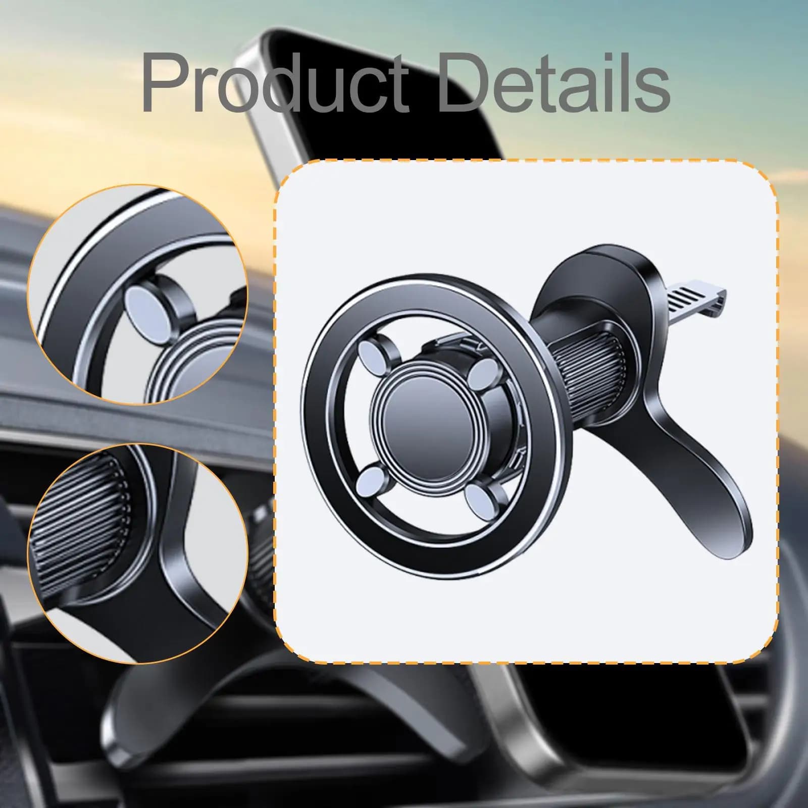 Supporto per navigazione per telefono per auto Presa d'aria Magsafe Supporto magnetico multifunzionale Mg02 Presa d'aria magnetica girevole universale