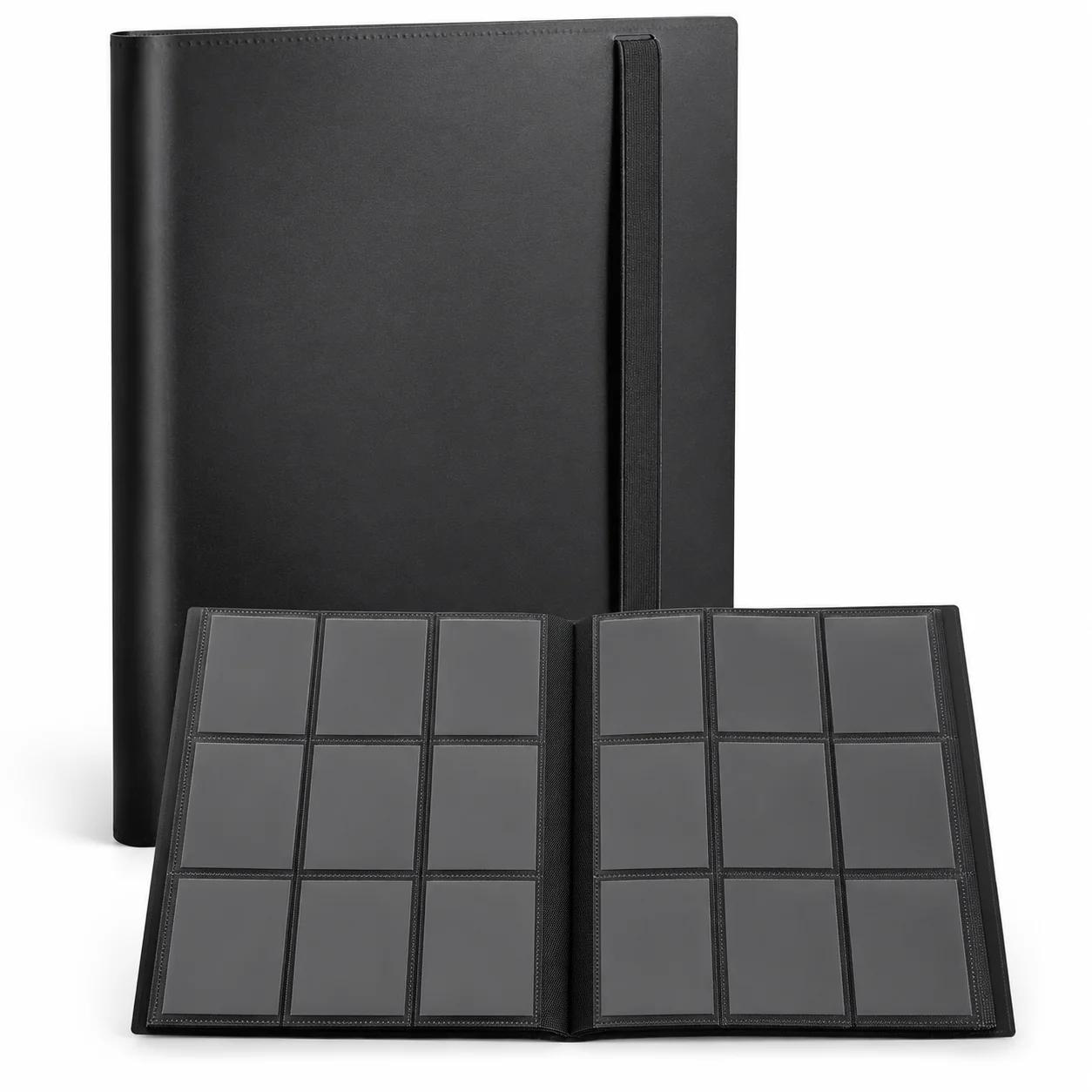 9-Pocket Card Binder, PU Leather Card Collection Album with Elastic Strap, Holds 360 Cards, Waterproof Card Holder for Sports Cards Game Cards Photo Collectibles