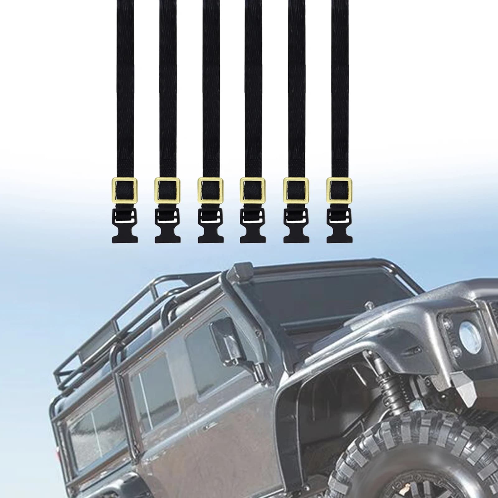 6 Pezzi Cinghie Elastiche per Modifica, Facili da Installare, Cinghie per Portapacchi, Corda per Bagagli, Cinghie per Portapacchi per Modelli di Auto in Scala 1:18 1:10 SCX10