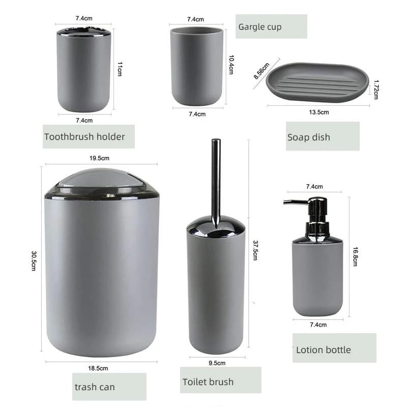 4/6 pezzi nuovo set da bagno dispenser di sapone portaspazzolino spazzolino da toilette pattumiera portasapone accessori pratici per il bagno