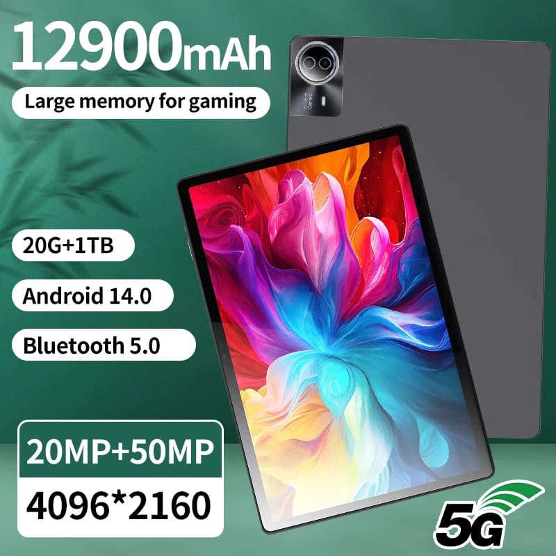 Tablet phone 14 inch Android 13 20G RAM 1TB ROM 4096x2160 HD large screens 10 core GPS Type-C BT-custody leather with keyboard