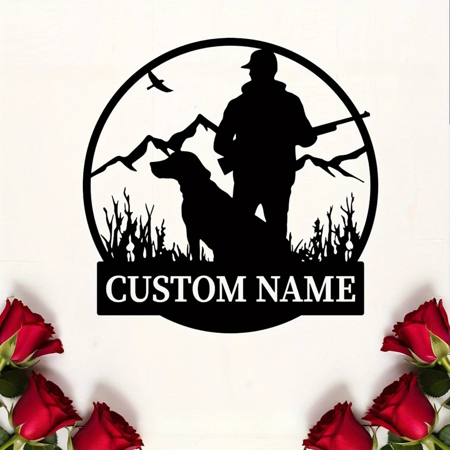 Arte Murale in Metallo Personalizzata con Cacciatori/Cani da Caccia, per Decorazioni da Interno/Esterno, Ideale come Regalo di Compleanno/Inaugurazione Casa