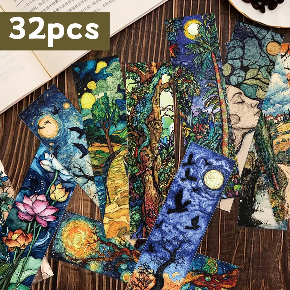 32pcs, Van Gogh Oil Painting Landscape Bookmarks for Teachers, Readers and Lovers, Gifts, Parties, Birthday