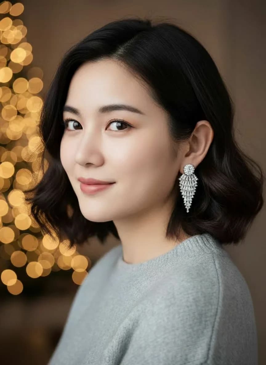 YLMyself Orecchini pendenti con perle con rubino bianco CZ, orecchini pendenti grandi per gioielli di moda per feste di nozze da donna