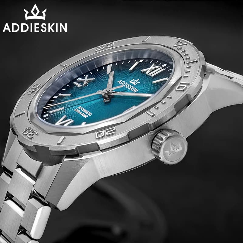 ADDIESKIN K002 BGW9 Luminous Sapphire Crystal Automatic Mechanical Watch Men Stainless Steel Urban Geometric Business Wristwatch
